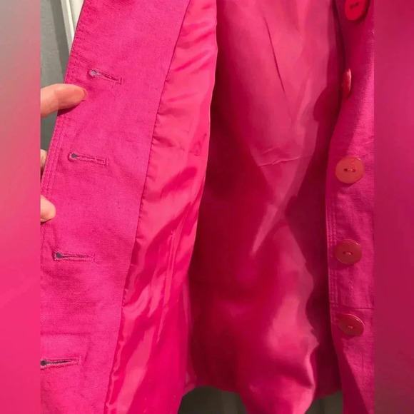 Chadwick’s Classics High collar lined  blazer jacket in pink Linen Blend Size 4 - Picture 6 of 8